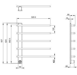 Полотенцесушитель электрический Wonzon & Woghand N?rnberg WW-AL345-BR 52x31 см брашированный никель